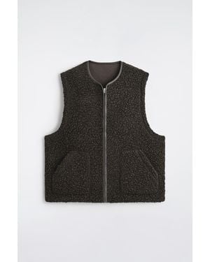 COS Leather-Trimmed Teddy Vest - Black