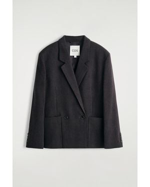 COS Checked Double-Breasted Blazer - Black