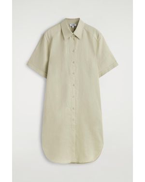 COS Short-Sleeved Linen Shirt Dress - Natural