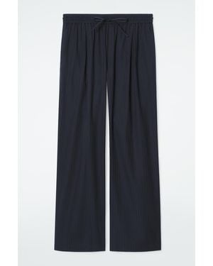 COS Striped Cotton Pyjama Trousers In Navy - Blue