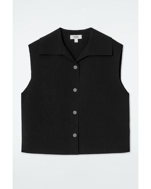 COS Collared Knitted Waistcoat - Black