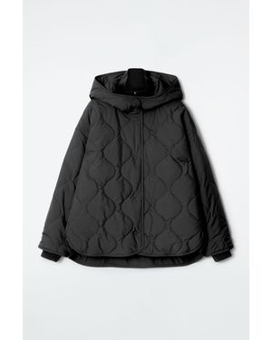 COS Quilted Hooded Funnel-neck Jacket - Black