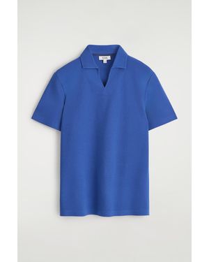 COS Technical Piqué Polo Shirt - Blue