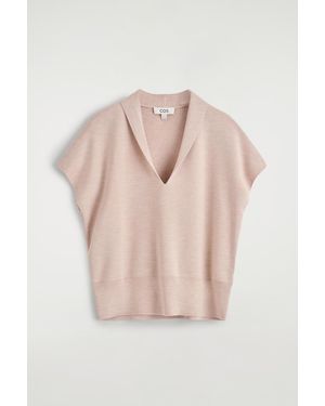 COS Débardeur À Col En V En Laine Mérinos - Rose