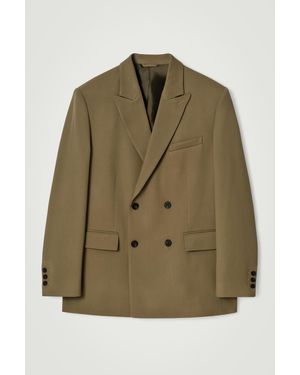 COS Relaxed Double-Breasted Wool Blazer - Green