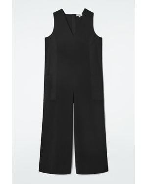 COS Oversized-jumpsuit Mit V-ausschnitt - Schwarz