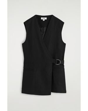 COS Belted Wrap-Front Waistcoat - Black