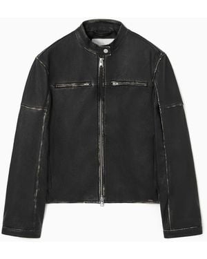 COS Leather Moto Jacket - Black