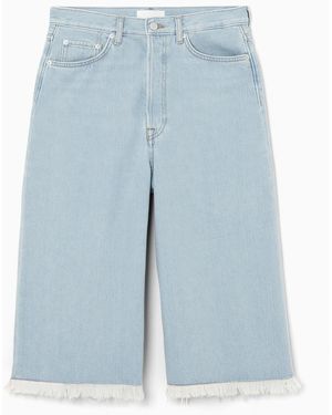 COS Frayed Longline Denim Shorts - Blue