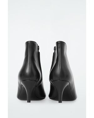 COS Square-toe Leather Ankle Boots - Black