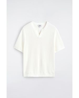 COS T-Shirt Polo Con Colletto Aperto - Bianco