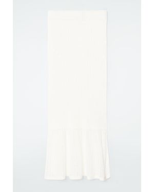 COS Lace-Stitch Ribbed-Knit Midi Skirt - White