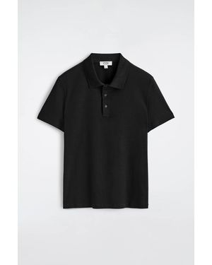 COS Slim Ribbed Cotton Polo Shirt - Black