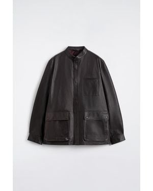 COS Burnished Nappa Leather Jacket - Black