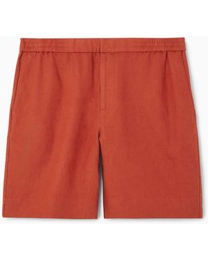 COS Elasticated Linen Shorts - Red