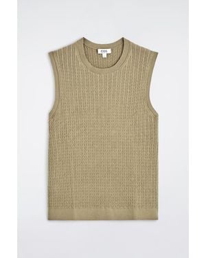 COS Cable-Knit Cotton-Linen Tank Top - Natural