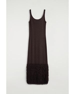 COS Fringed-Hem Knitted Column Dress - Brown