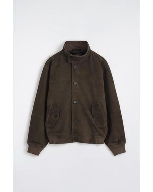 COS Suede Funnel-Neck Bomber Jacket - Black