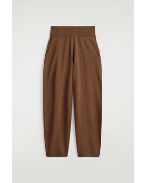 COS Merino Wool Barrel-Leg Trousers - Brown