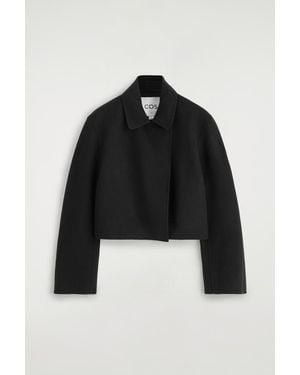 COS Oversized Cropped Double-Faced Wool Jacket - Black