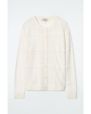 COS Windowpane-Check Cardigan - White