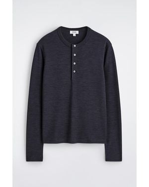 COS Wool-Blend Henley Top - Blue