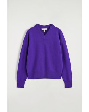COS Merino Wool Layered V-Neck Sweater - Purple
