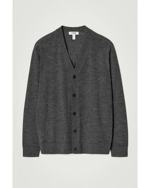 COS Merino Wool V-Neck Cardigan - Black