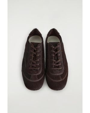COS Minimal Pony Hair-Effect Leather Trainers - Brown