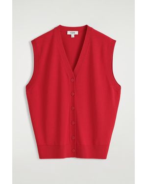 COS V-Neck Merino Wool Waistcoat - Red