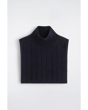 COS Knitted Wool-Yak Funnel-Neck Vest - Blue