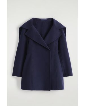 COS Sculpted Double-Faced Wool Short Coat - Blue