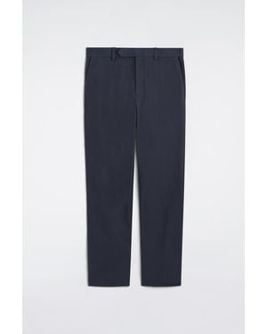 COS Cotton-Blend Slim-Fit Straight-Leg Trousers - Blue
