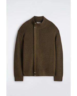 COS Ribbed Wool Funnel-Neck Jacket - Brown