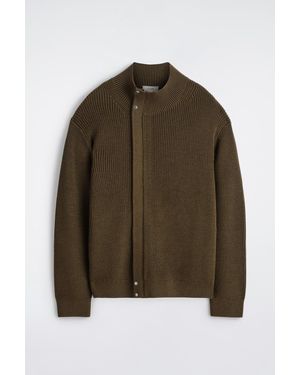 COS Ribbed Wool Mock-Neck Jacket - Brown