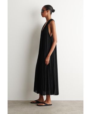 cos pleated high neck maxi dress COS Oversized Pleated High-Neck Maxi Dress