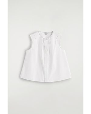 COS Pleated Sleeveless Top - White