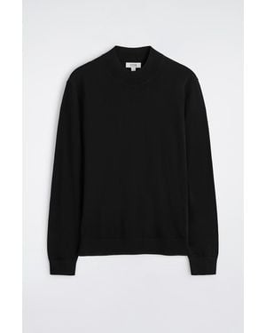 COS Slim Merino Wool Mock-Neck Sweater - Black
