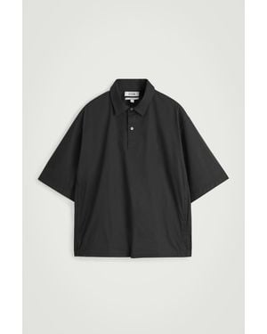 COS Cotton Popover Short-Sleeved Shirt - Black
