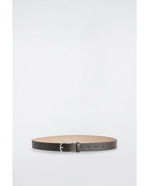 COS Rounded-Buckle Leather Belt - White
