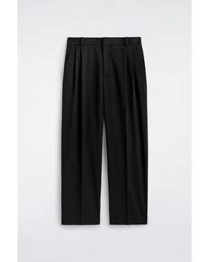 COS Fluid Wool Relaxed-Fit Wide-Leg Trousers - Black