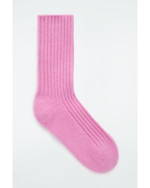 COS Ribbed Cashmere Socks - Pink