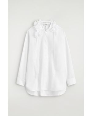 COS Ruffled-Collar Cotton-Silk Shirt - White