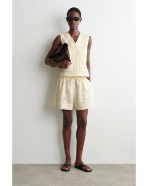 COS Leinenshorts Mit Stickerei - Natur