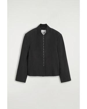 COS Blazer Court En Lin À Patte Cloutée - Noir