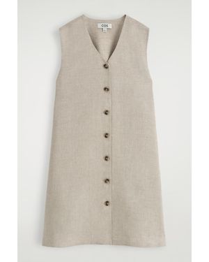 COS Buttoned Linen Mini Dress - Natural
