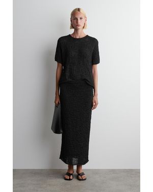 COS Strukturierter Midirock Mit Lochstrickmuster - Schwarz