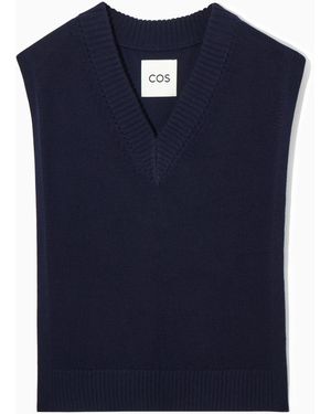COS Open-side V-neck Wool Tank - Blue