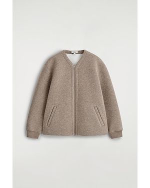 COS Oversized Felted-Scuba Zip-Up Cardigan - Natural