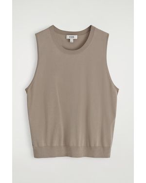 COS Relaxed Knitted Silk Vest - Natural